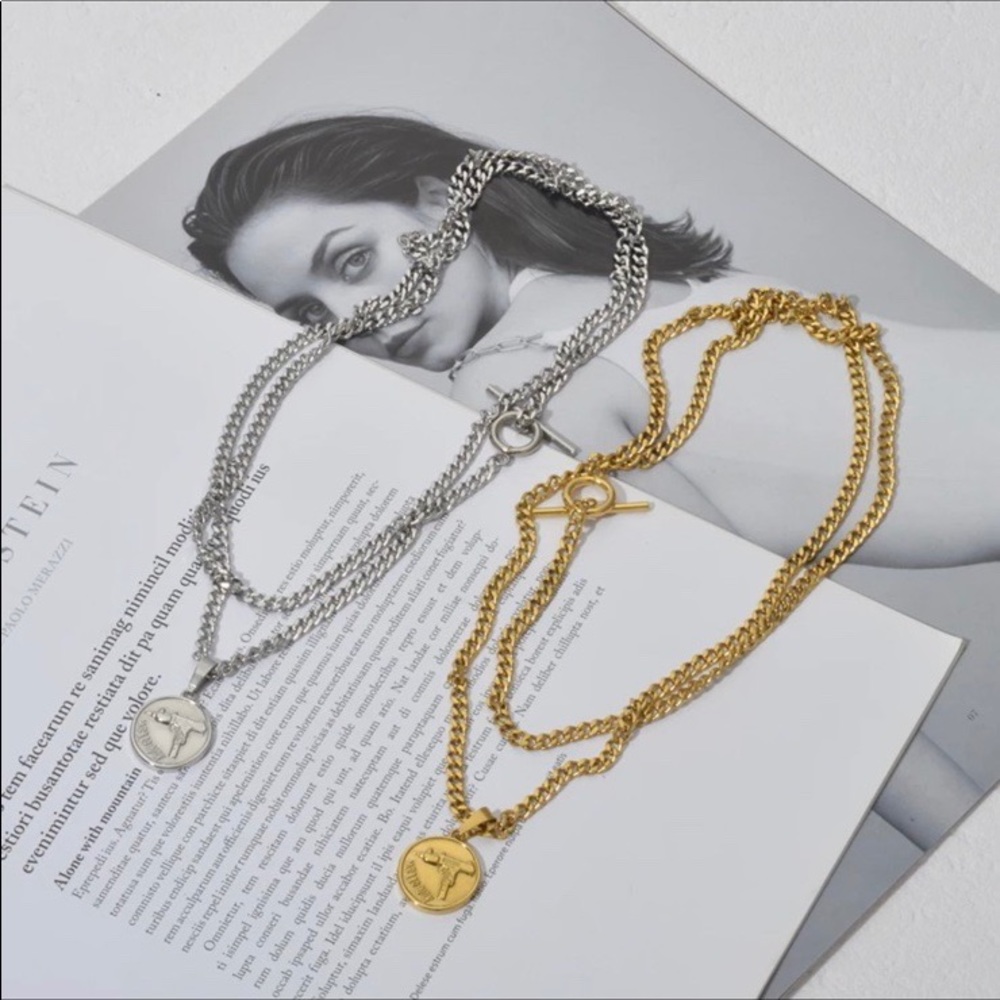 NEW 18K GOLD CHUNKY CHAIN COIN NECKLACE - Picture 5 of 5